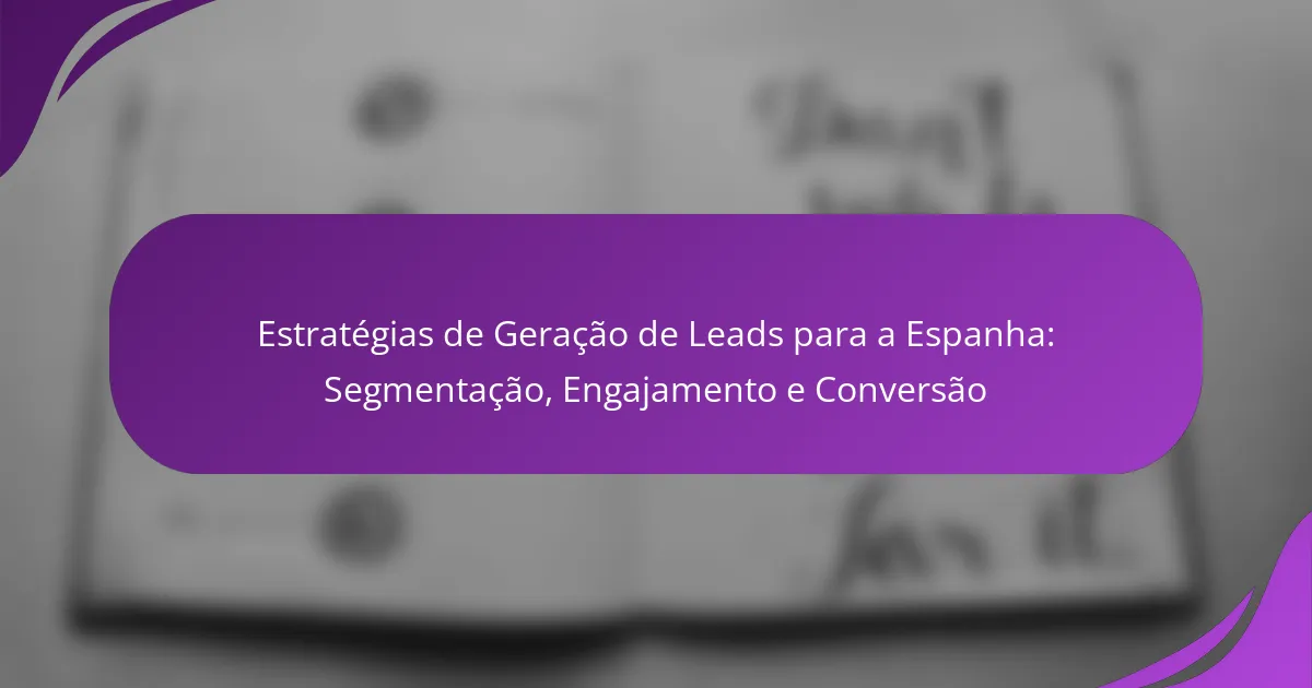 Estratégias de Geração de Leads para a Espanha: Segmentação, Engajamento e Conversão